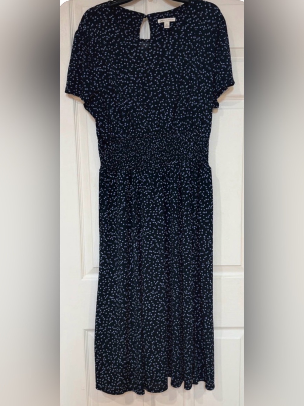 CATO Women’s Dress Black with Blue Box Pattern Casual Short Sleeve Pockets XL
